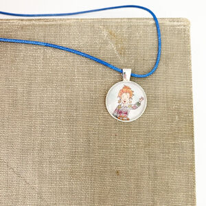 NEW Miss Frizzle Scholastics The Magic School Bus Blue Cord Necklace Handmade